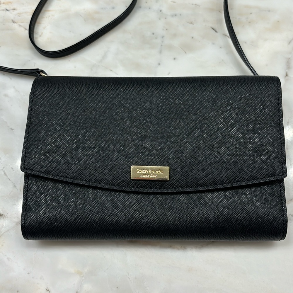 Kate Spade small black clutch with removable strap
